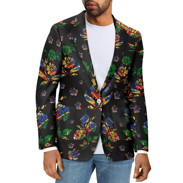 TMMG HAITI HAITIAN FLAG BLACK CHOUBLAK HIBISCUS FLOWER BLAZER