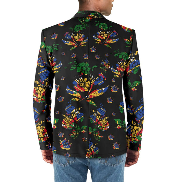 TMMG HAITI HAITIAN FLAG BLACK CHOUBLAK HIBISCUS FLOWER BLAZER