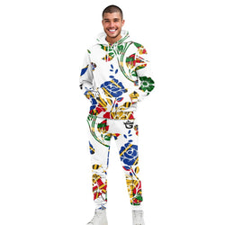 TMMG HAITI WHITE HAITIAN FLAG CHOUBLAK FLOWER HOODIE AND JOGGERS SET