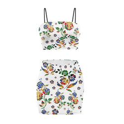 TMMG HAITI HAITIAN FLAG CHOUBLAK FLOWER TOP SKIRT SUIT