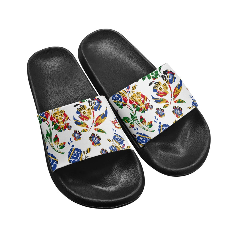 TMMG HAITI HAITIAN FLAG CHOUBLAK HIBISCUS FLOWER ADULT SANDALS