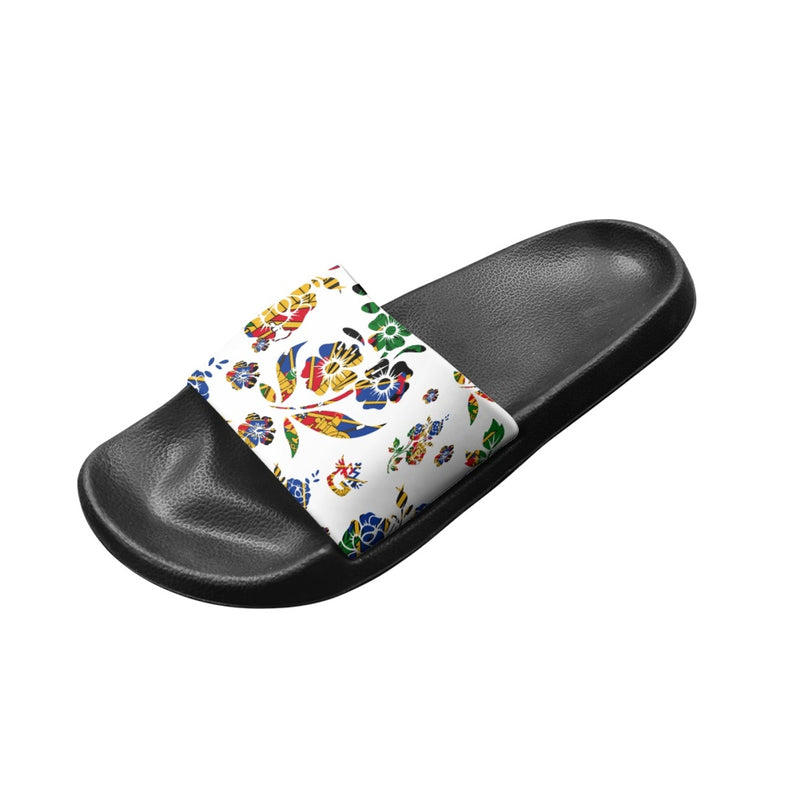 TMMG HAITI HAITIAN FLAG CHOUBLAK HIBISCUS FLOWER ADULT SANDALS