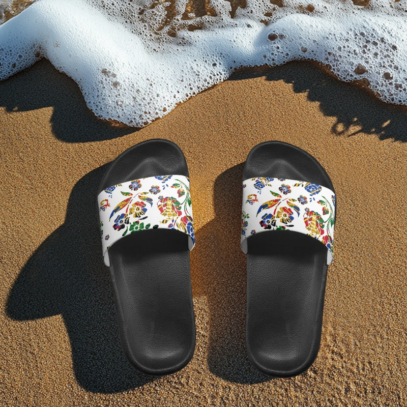 TMMG HAITI HAITIAN FLAG CHOUBLAK HIBISCUS FLOWER ADULT SANDALS