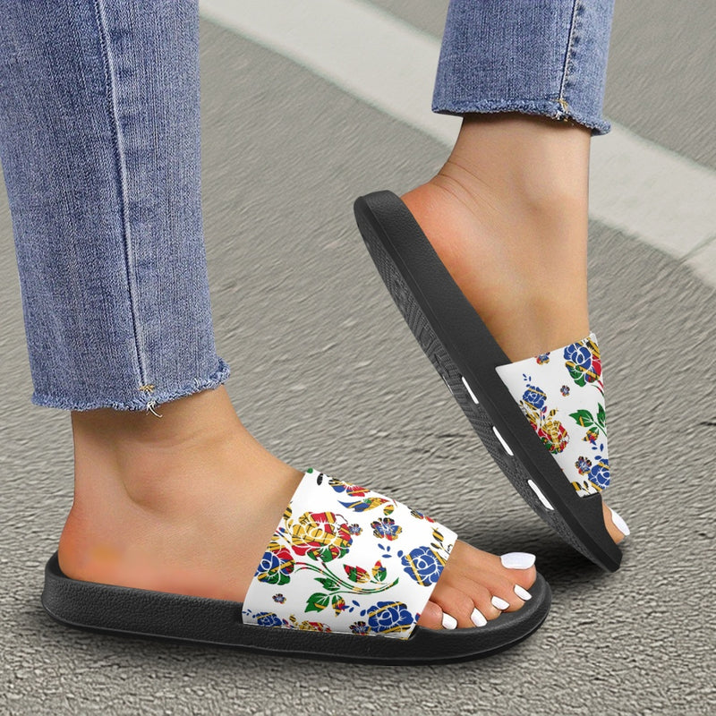 TMMG HAITI HAITIAN FLAG CHOUBLAK HIBISCUS FLOWER ADULT SANDALS