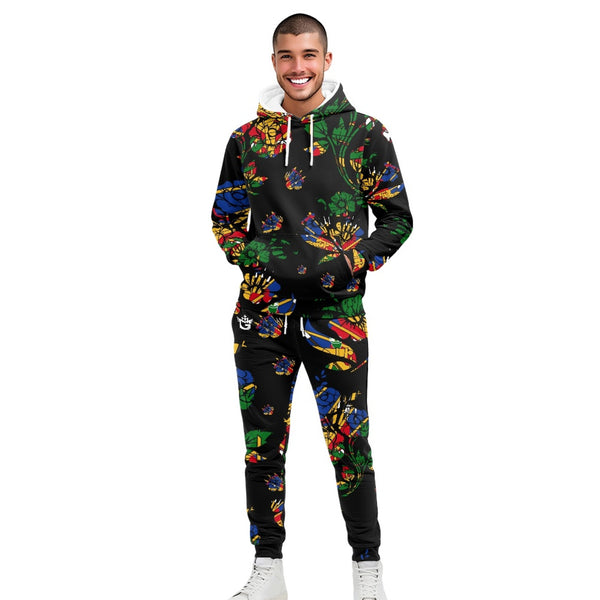 TMMG HAITI HAITIAN FLAG CHOUBLAK HIBISCUS FLOWER HOODIE AND JOGGERS SET