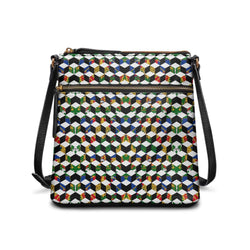 TMMG HAITI HAITIAN FLAG CUBIC LEATHER SHOULDER BAG
