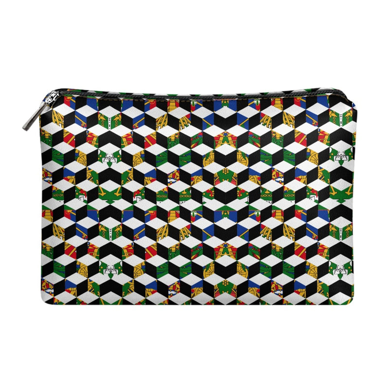 TMMG HAITI HAITIAN FLAG CUBIC Zipped Leather Clutch