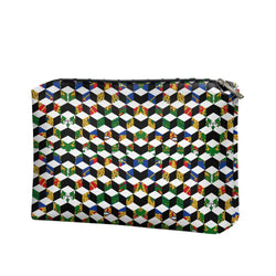 TMMG HAITI HAITIAN FLAG CUBIC Zipped Leather Clutch