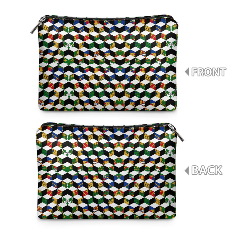 TMMG HAITI HAITIAN FLAG CUBIC Zipped Leather Clutch