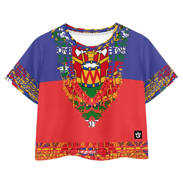 TMMG HAITI HAITIAN FLAG DASHIKI CROP TOP