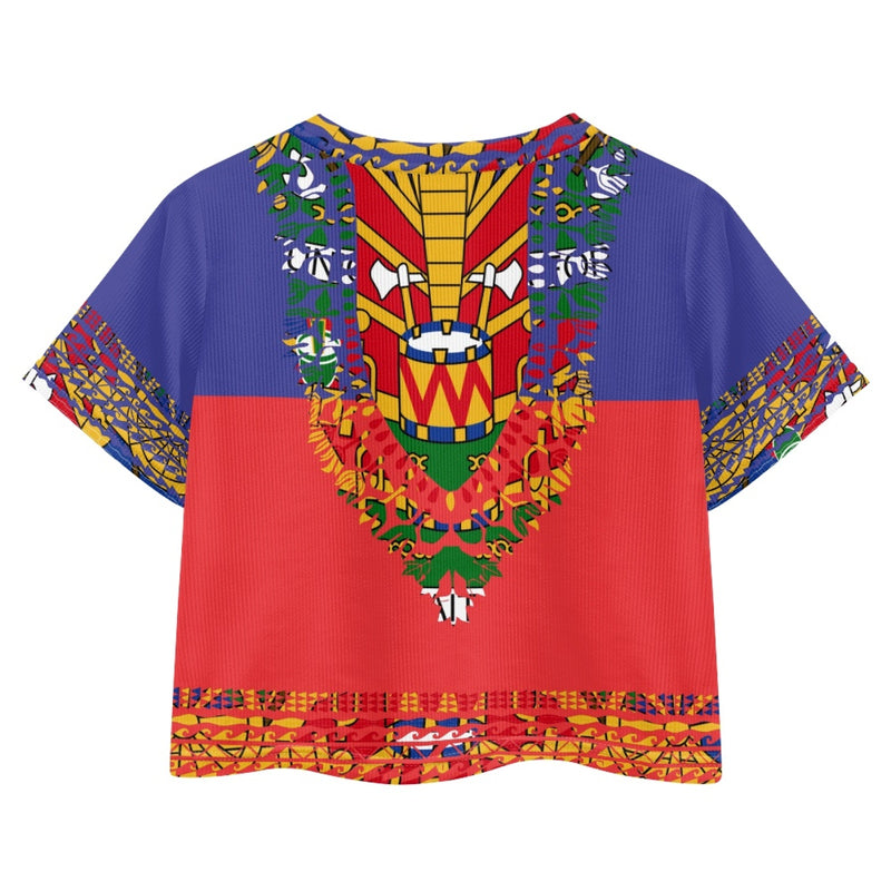 TMMG HAITI HAITIAN FLAG DASHIKI CROP TOP