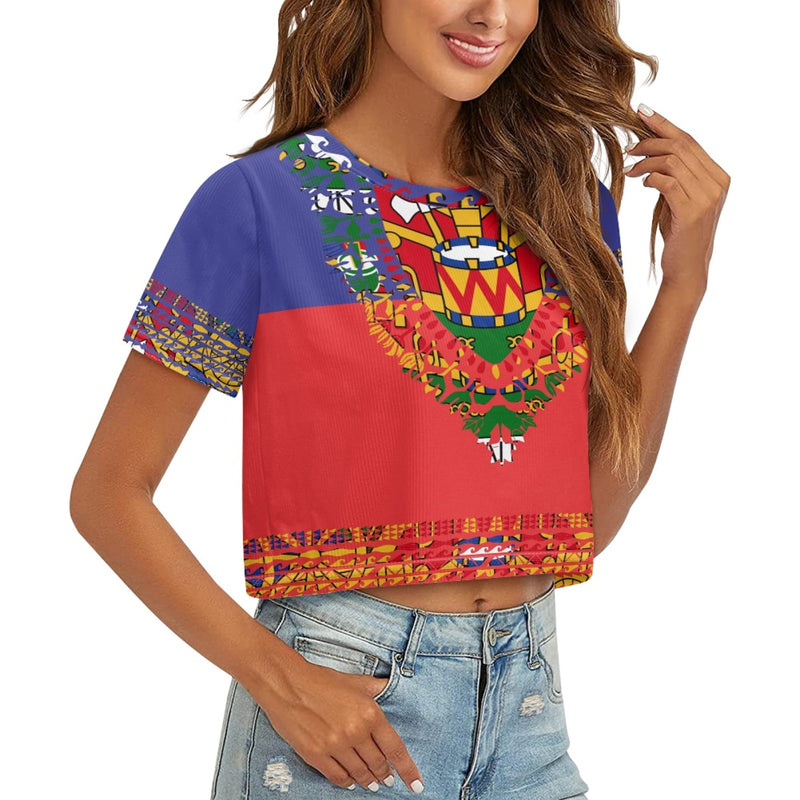TMMG HAITI HAITIAN FLAG DASHIKI CROP TOP