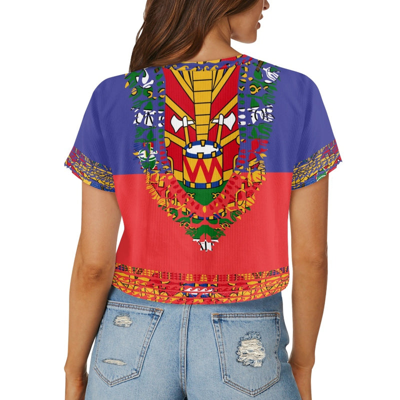 TMMG HAITI HAITIAN FLAG DASHIKI CROP TOP