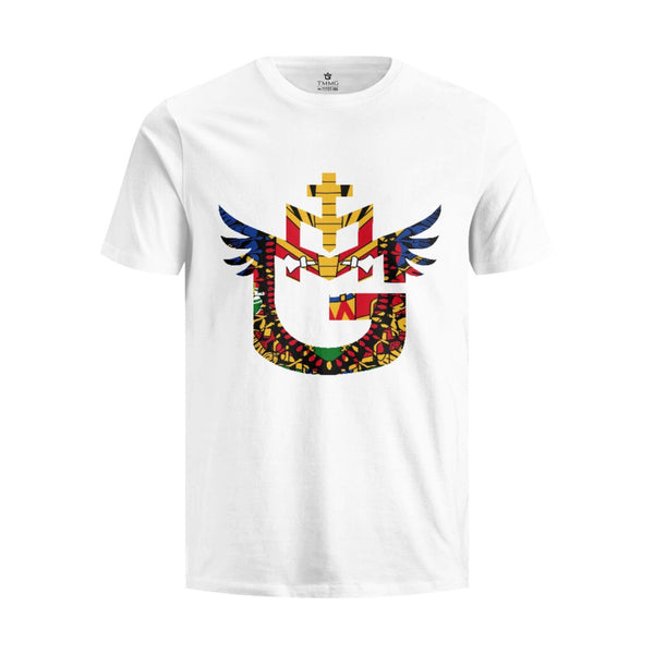 TMMG LOGO Haiti Haitian Flag Dashiki Print Collection Pure Cotton White T-Shirt