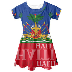 TMMG HAITI Haitian Flag Girls short sleeve long dress