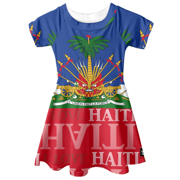 TMMG HAITI Haitian Flag Girls short sleeve long dress