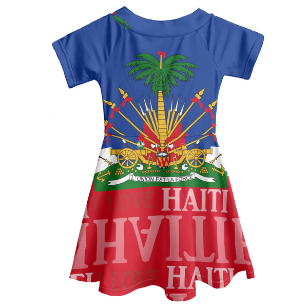 TMMG HAITI Haitian Flag Girls short sleeve long dress
