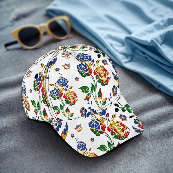 TMMG HAITI HAITIAN FLAG HAITI NATIONAL FLOWER CHOUBLACK HIBISCUS BASEBALL CAP