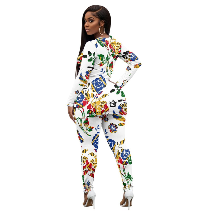 TMMG HAITI HAITIAN FLAG HAITI NATIONAL FLOWER CHOUBLAK HIBISCUS FLOWER YOGA SUIT