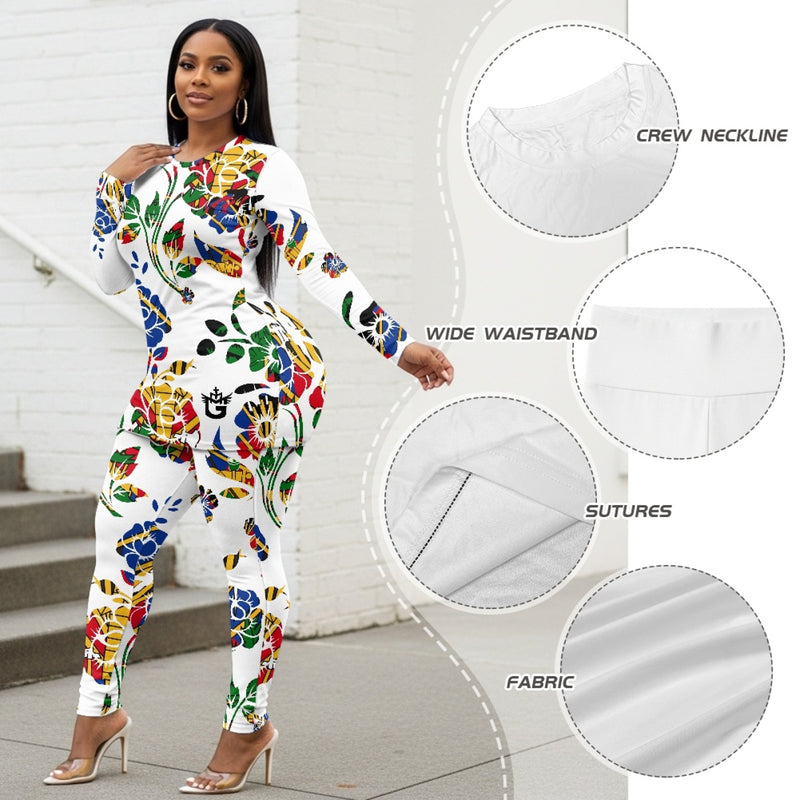 TMMG HAITI HAITIAN FLAG HAITI NATIONAL FLOWER CHOUBLAK HIBISCUS FLOWER YOGA SUIT