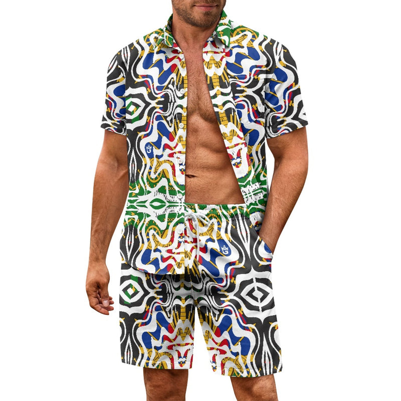 TMMG HAITI HAITIAN FLAG WATER FREQUENCY MEN CABANA SET