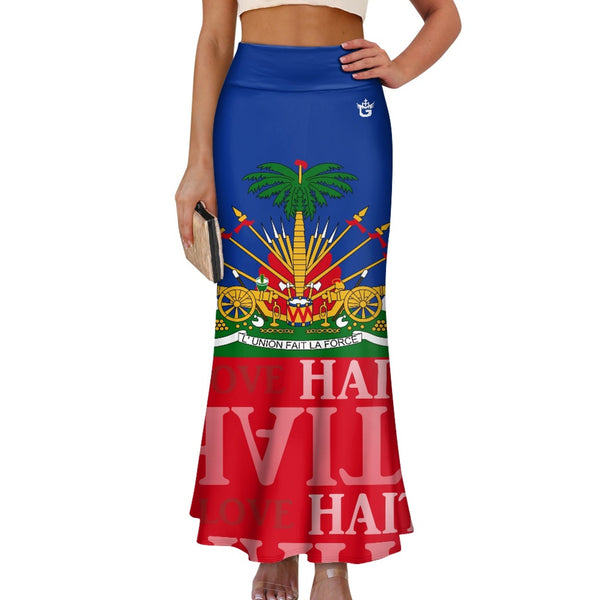 TMMG HAITI HAITIAN FLAG High Waist Long Skirt for Women
