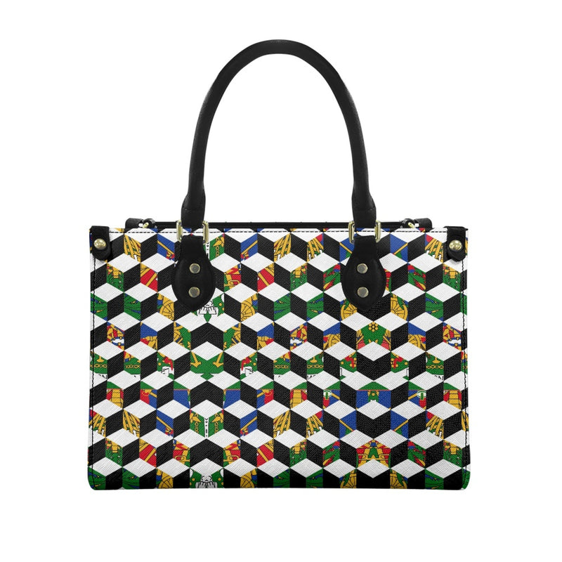 TMMG HAITI HAITIAN FLAG LEATHER TWILL HANDBAG