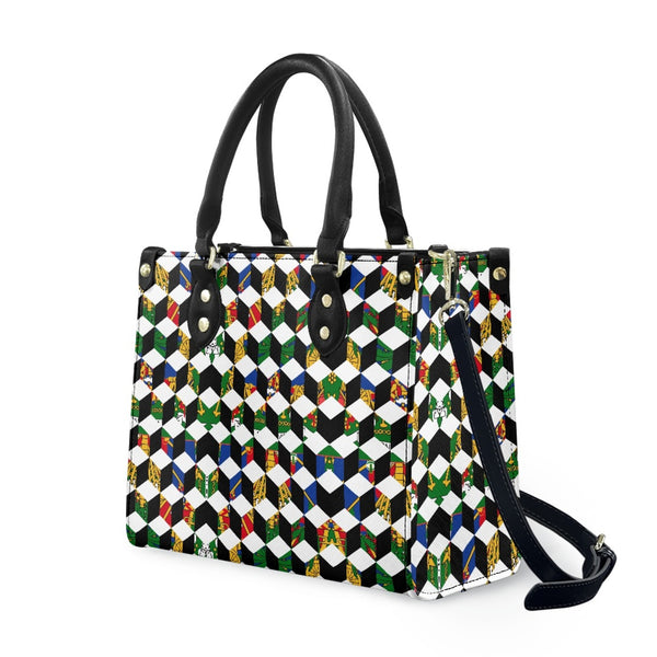 TMMG HAITI HAITIAN FLAG LEATHER TWILL HANDBAG