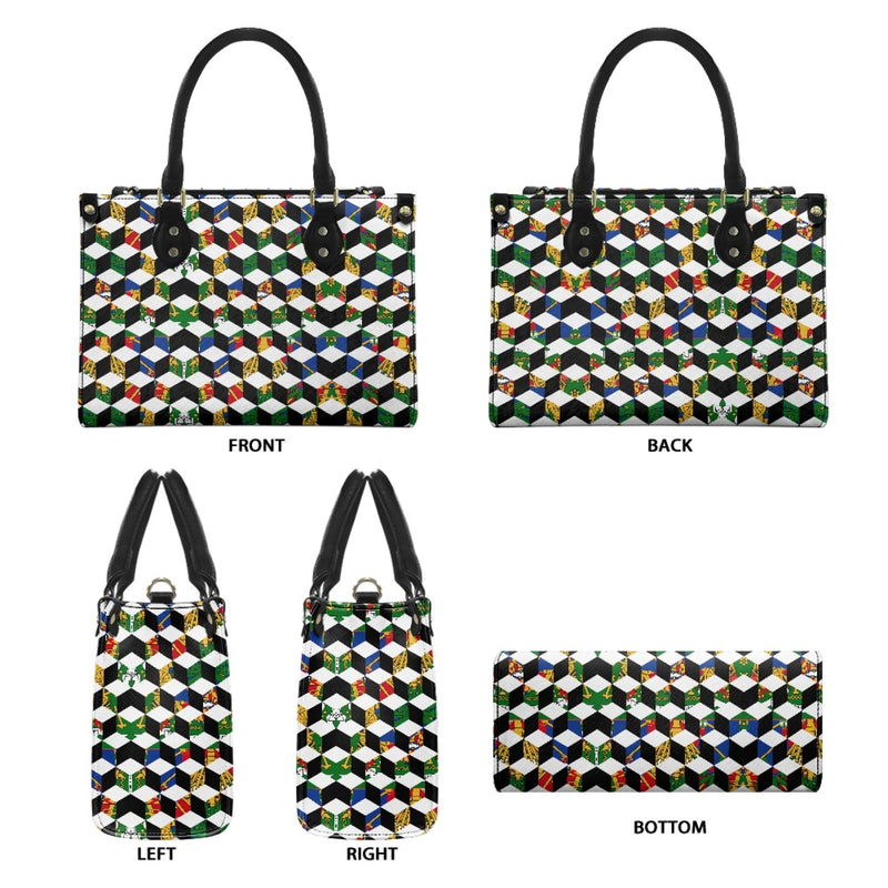 TMMG HAITI HAITIAN FLAG LEATHER TWILL HANDBAG