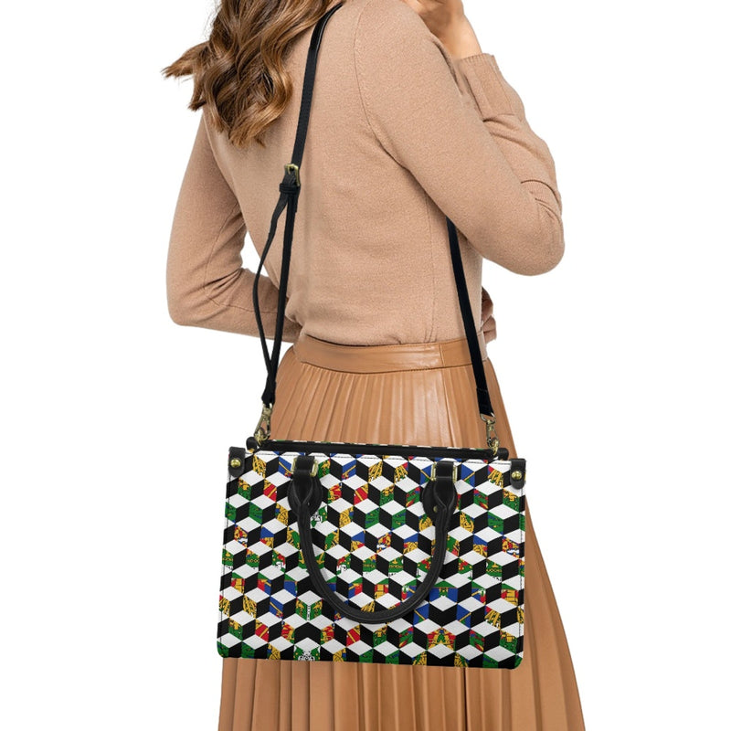 TMMG HAITI HAITIAN FLAG LEATHER TWILL HANDBAG