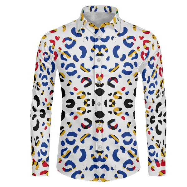 TMMG HAITI HAITIAN FLAG LEOAPARD PRINT DRESS SHIRT