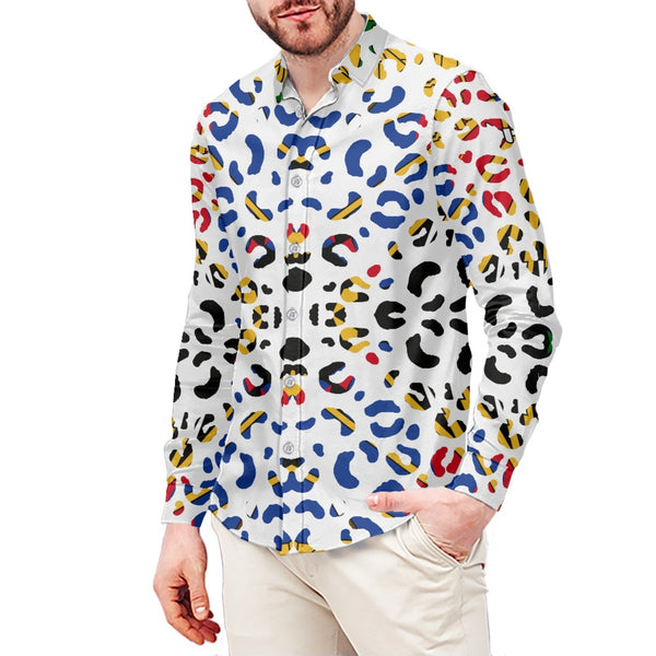 TMMG HAITI HAITIAN FLAG LEOAPARD PRINT DRESS SHIRT