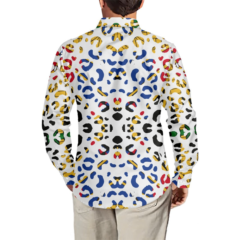 TMMG HAITI HAITIAN FLAG LEOAPARD PRINT DRESS SHIRT