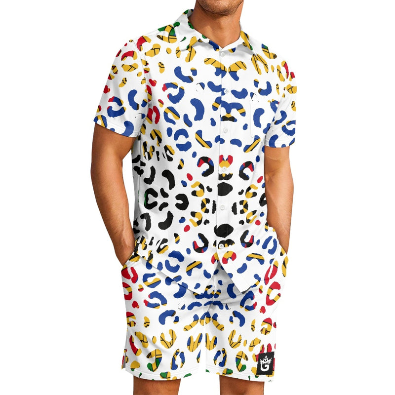 TMMG HAITI HAITIAN FLAG LEOPARD PRINT CABANA SET
