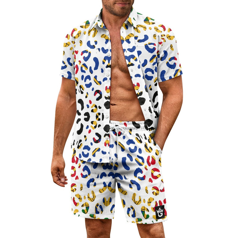 TMMG HAITI HAITIAN FLAG LEOPARD PRINT CABANA SET