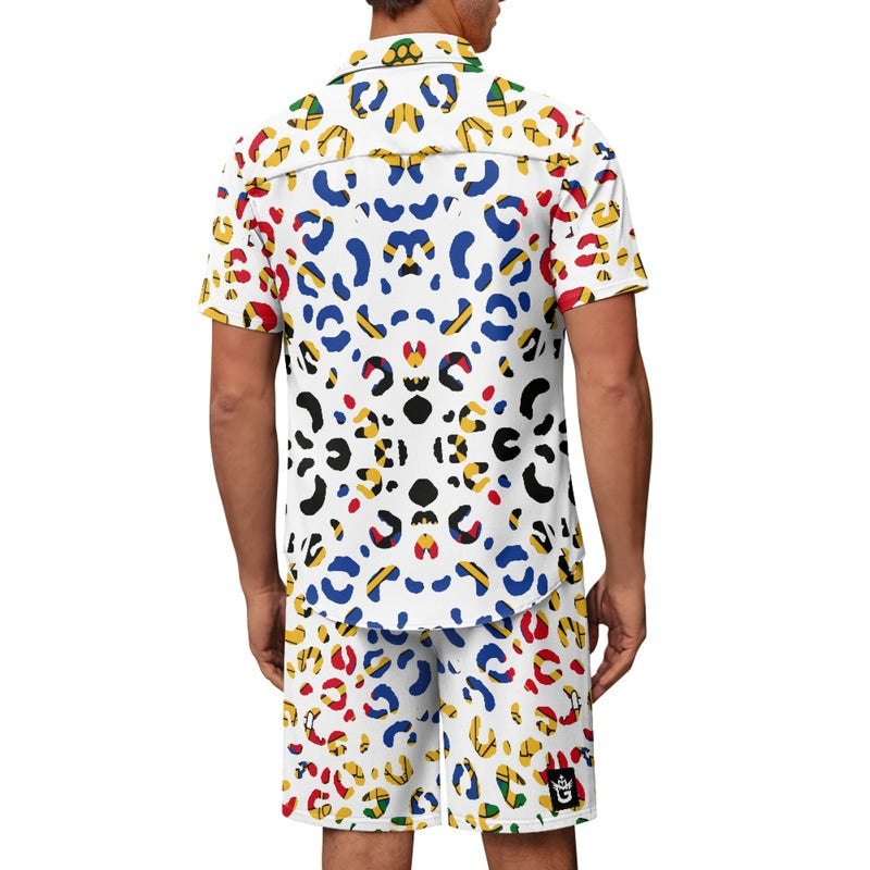 TMMG HAITI HAITIAN FLAG LEOPARD PRINT CABANA SET