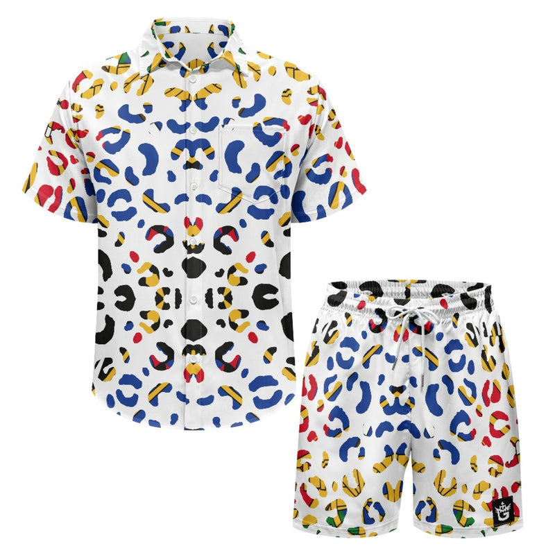 TMMG HAITI HAITIAN FLAG LEOPARD PRINT CABANA SET