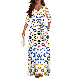 TMMG HAITI HAITIAN FLAG LEOPARD V-neck Maxi Dress