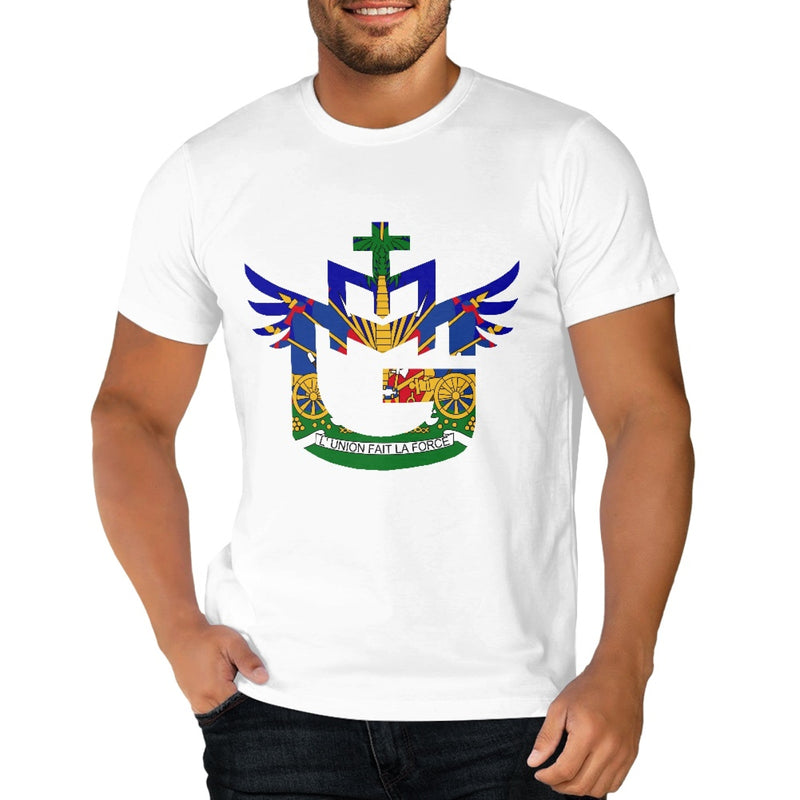 TMMG Haitian Flag Logo Pure Cotton White T-Shirt