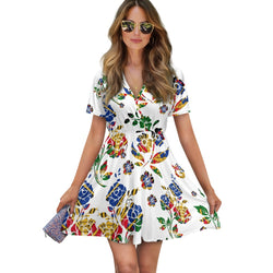 TMMG HAITI HAITIAN FLAG Ladies V-Neck Short-Sleeved Dress