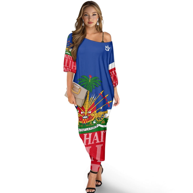 TMMG HAITI HAITIAN FLAG Loose off-shoulder two-piece suit
