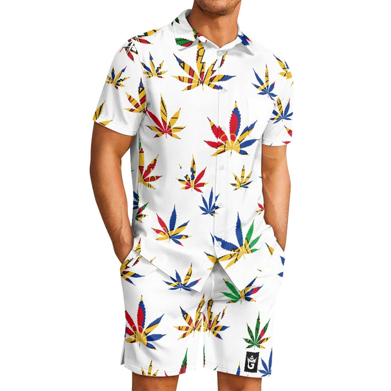TMMG HAITI HAITIAN FLAG MARIJUANA MENS CABANA SET