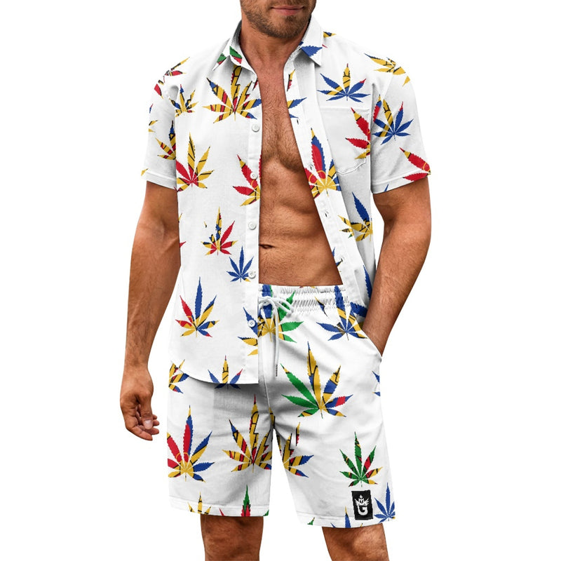 TMMG HAITI HAITIAN FLAG MARIJUANA MENS CABANA SET