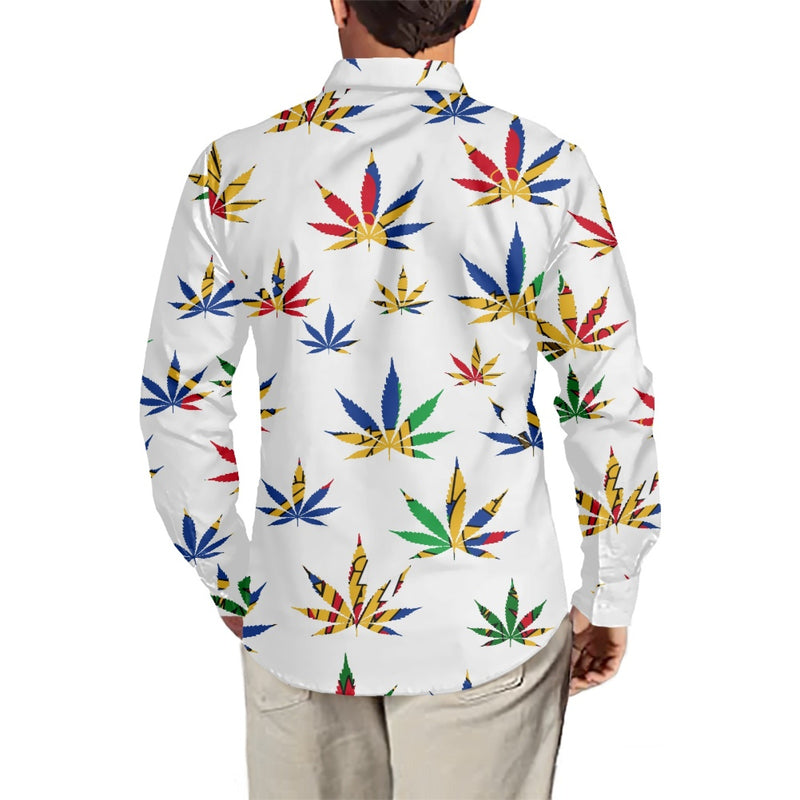 TMMG HAITI HAITIAN FLAG MARIJUANA MENS DRESS SHIRT