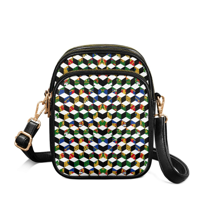 TMMG HAITI HAITIAN FLAG Multi-Pocket Leather Crossbody Bag