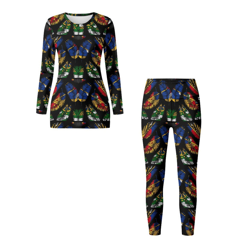 TMMG HAITI HAITIAN FLAG PALM LEAVES YOGA SUIT