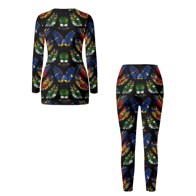 TMMG HAITI HAITIAN FLAG PALM LEAVES YOGA SUIT
