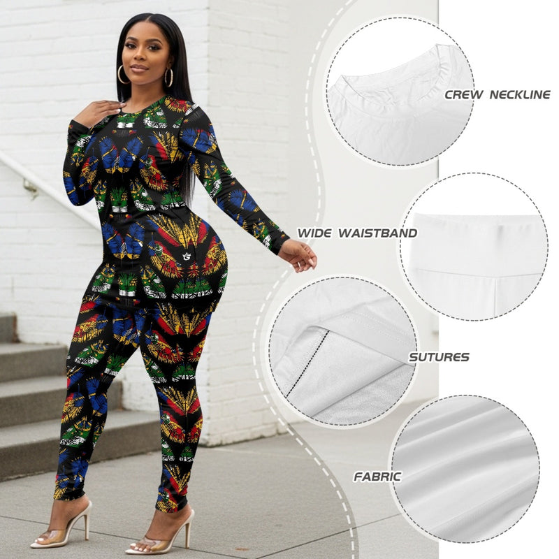 TMMG HAITI HAITIAN FLAG PALM LEAVES YOGA SUIT