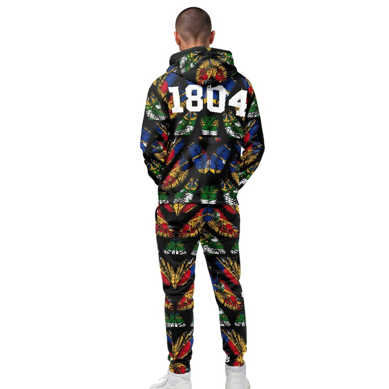 TMMG HAITI HAITIAN FLAG PALM TREE LEAVES HOODIE AND JOGGERS SET