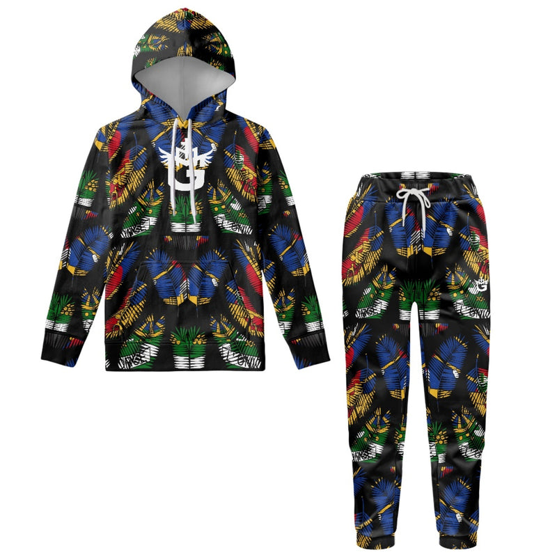 TMMG HAITI HAITIAN FLAG PALM TREE LEAVES HOODIE AND JOGGERS SET